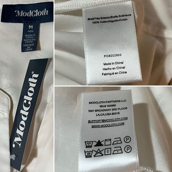 Modcloth Never Better Y-Neck Top White Peplum Blouse Shirt Size M NWT - Picture 11 of 12